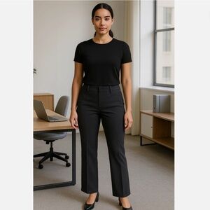 Harve Benard Women's Trousers Size 14 Solid Black Career Straight Leg Mid-rise